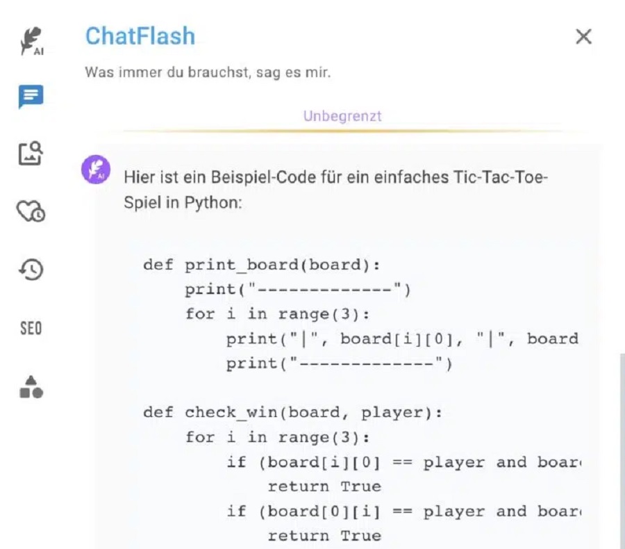 chatflash code