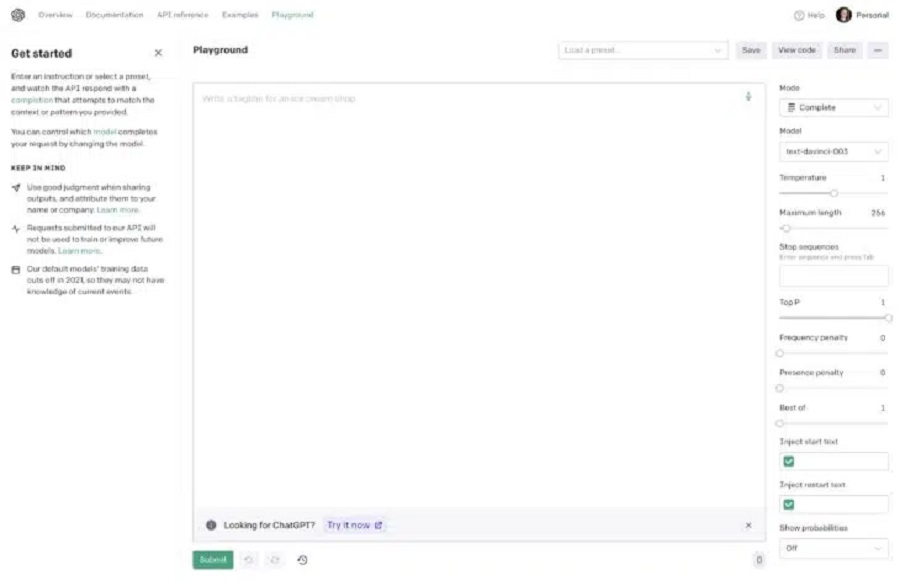 openai playground
